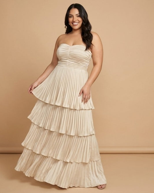 Chantarae Sophisticated Plus Size A-Line Satin Charmeuse Bridesmaid Gown - N0380