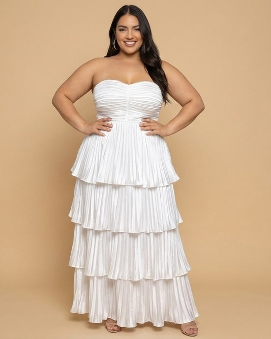 Chantarae Sophisticated Plus Size A-Line Satin Charmeuse Bridesmaid Gown - N0380