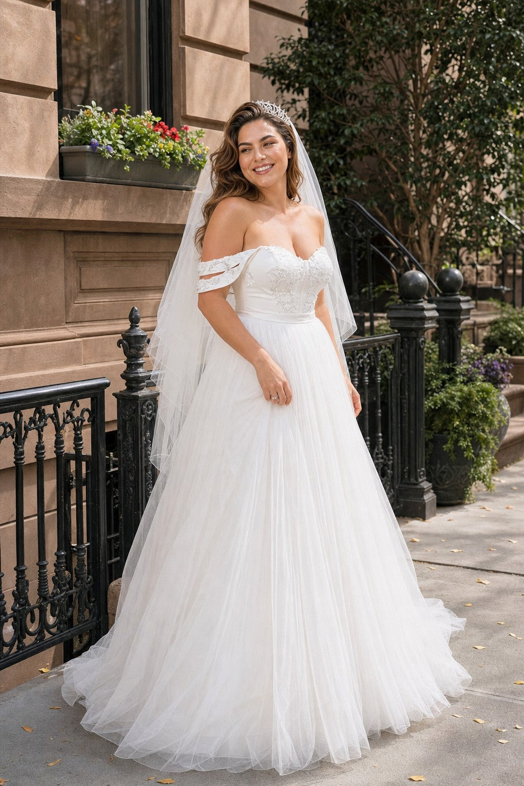 Dreamy Princess Wedding Dress for Curvy Brides with Corset Top and Flowy A-Line Silhouette