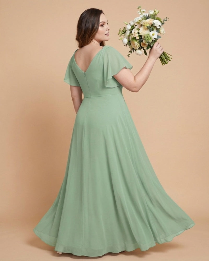Avenleigh Classic A-Line Chiffon Plus Size Bridesmaid Dress with Light Fabric for Ceremony -N0333