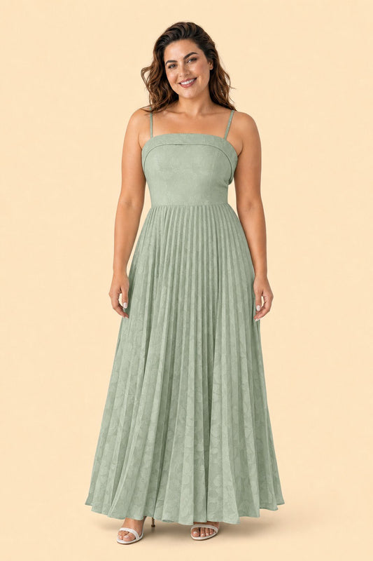 Plus Size Strapless Floral Burnout A-Line Bridesmaid Dress with Pleated Skirt