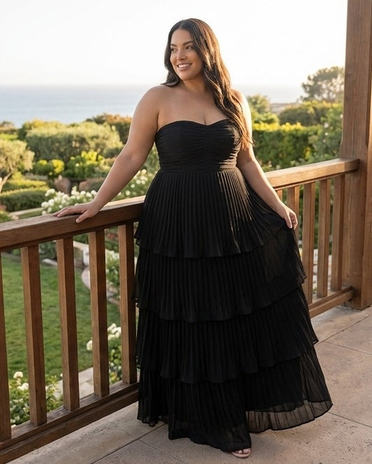 Chantarae Plus Size Elegant Chiffon Bridesmaid Dress with Flowing Silhouette for Wedding -N0375