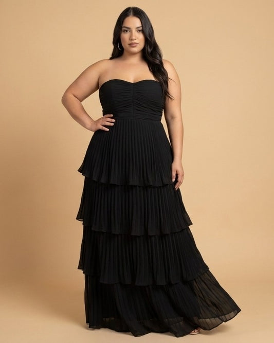 Chantarae Plus Size Elegant Chiffon Bridesmaid Dress with Flowing Silhouette for Wedding -N0375