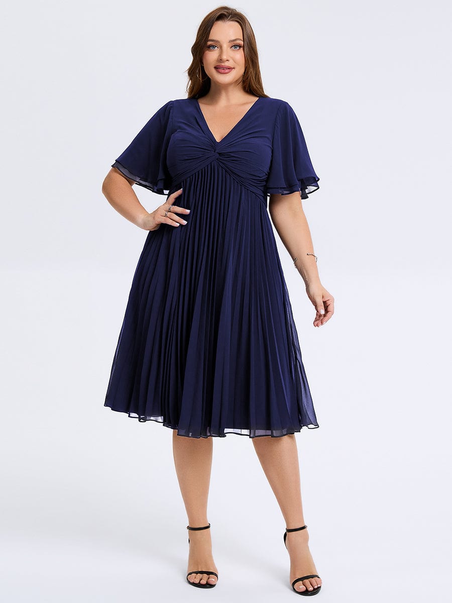 Plus Size Pleated Chiffon Wedding Guest Dress