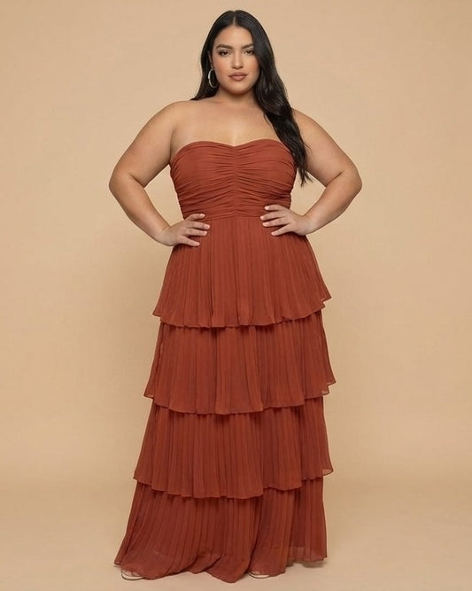 Chantarae Sophisticated Plus Size A-Line Chiffon Bridesmaid Gown - N0374