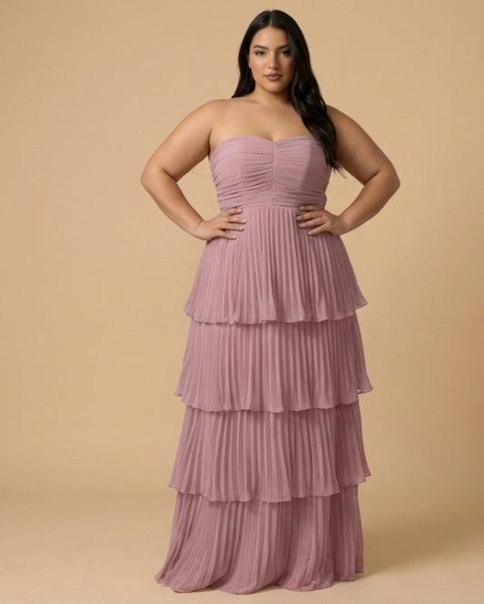 Chantarae Elegant Plus Size A-Line Chiffon Bridesmaid Dress with Sweetheart Neckline - N0373