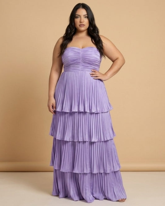 Chantarae Plus Size Timeless Satin A Line Strapless Bridesmaid Dress Elegant Sweetheart Satin Gown for Wedding -N0387