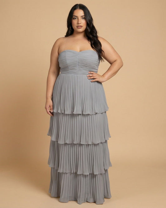 Chantarae Plus Size Elegant Chiffon Bridesmaid Dress with Flowing Silhouette for Wedding -N0371