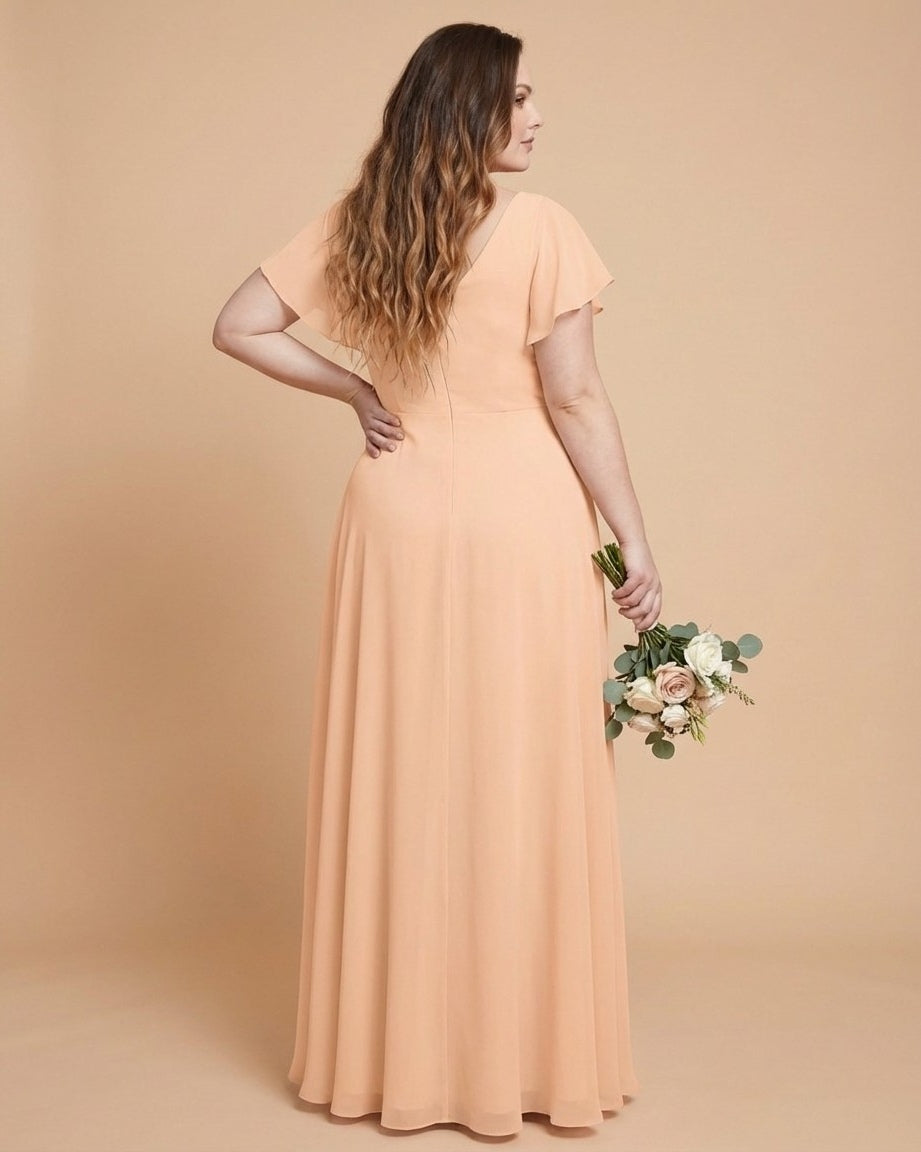 Avenleigh Plus Size Classic A-Line Chiffon Bridesmaid Dress Floor Length for Wedding - N0330