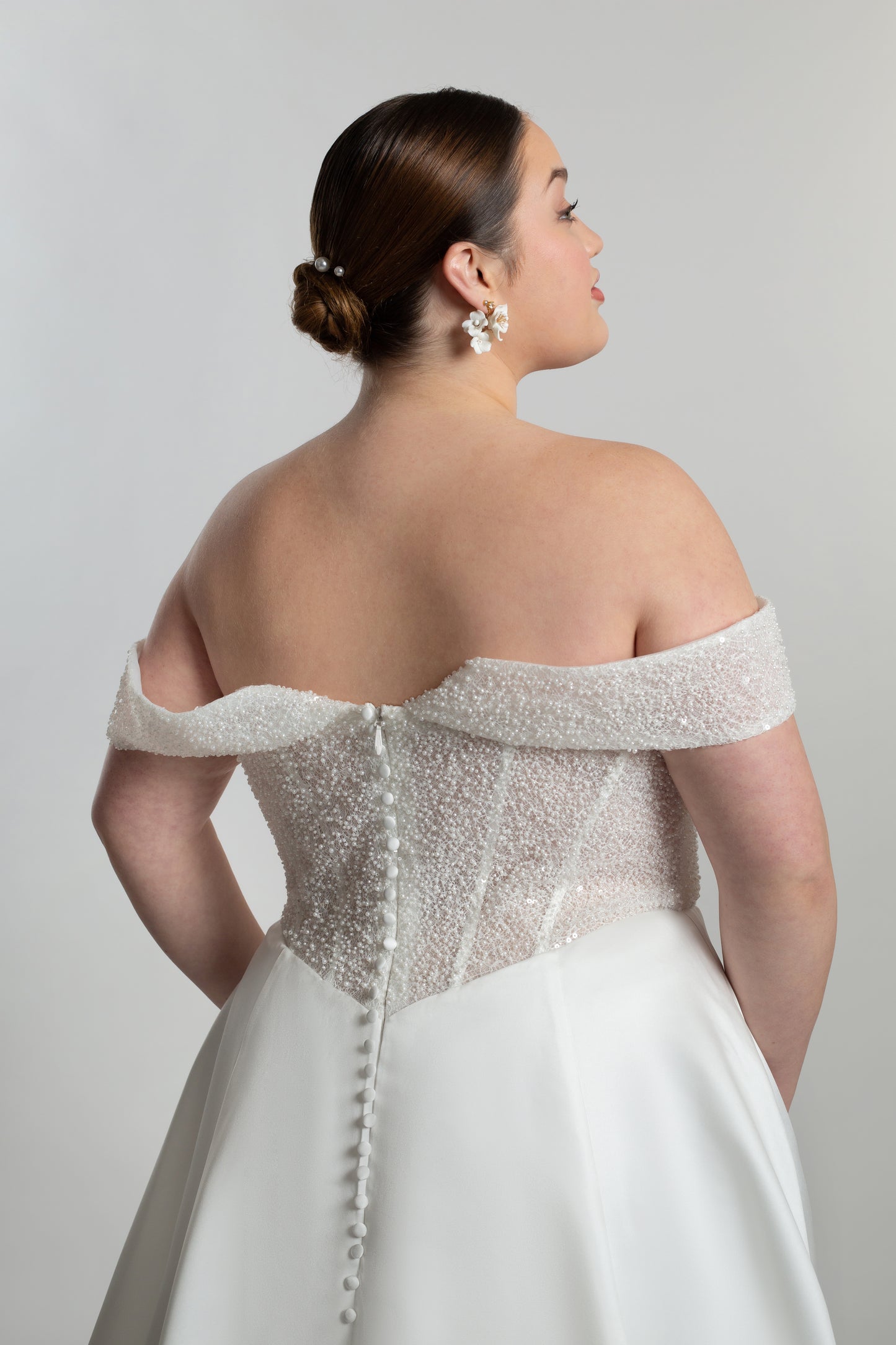 Fully structured bodice paired with ballgown skirt