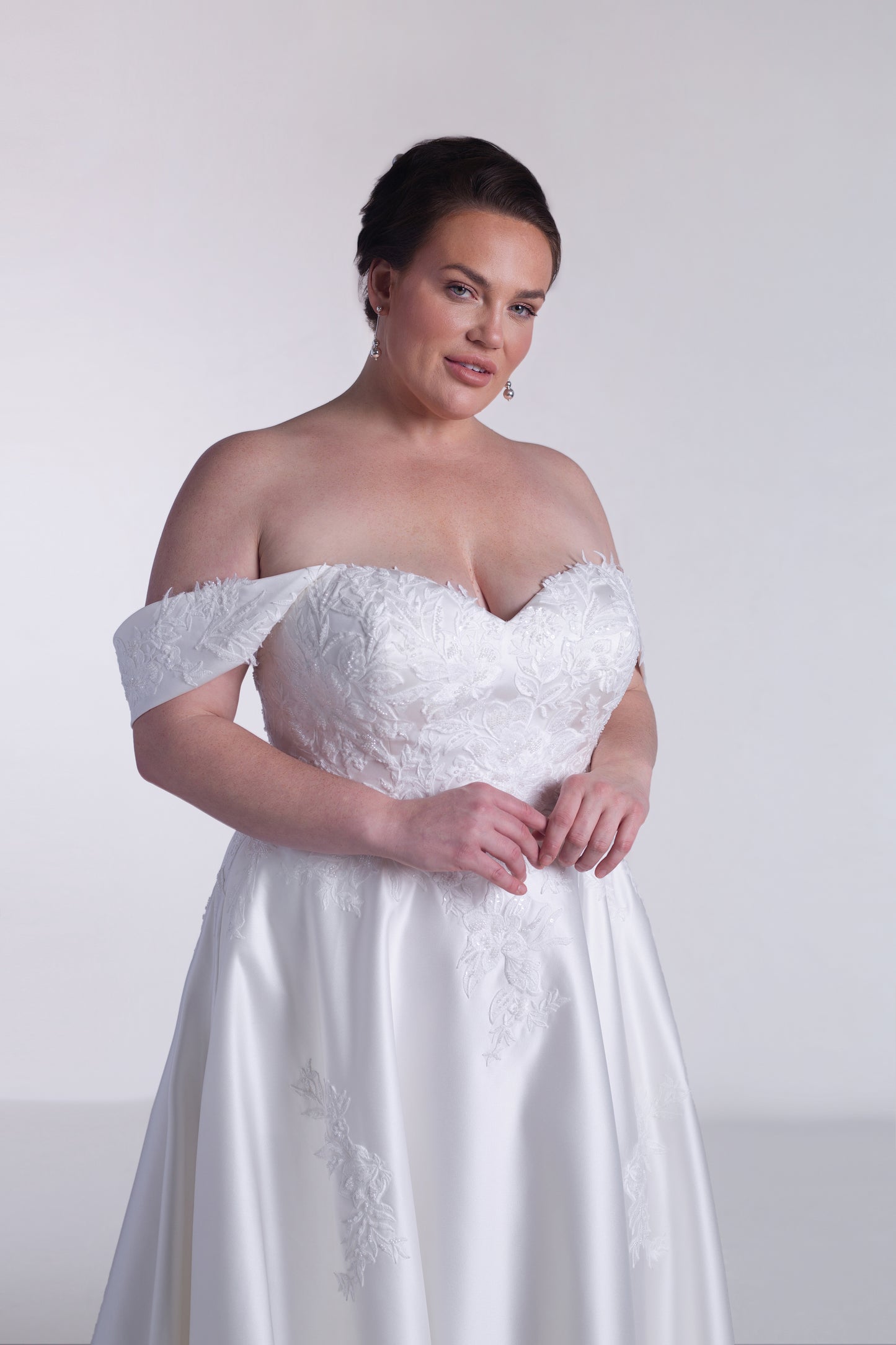 A-line Satin And Lace Wedding Dress