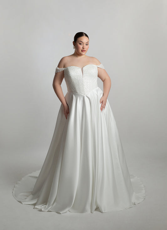 Fully structured bodice paired with ballgown skirt