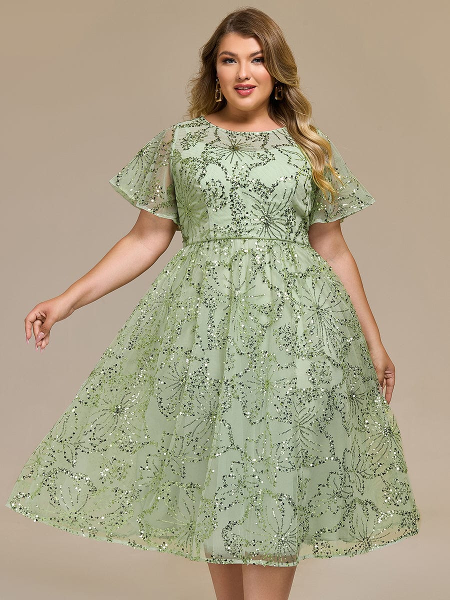 Plus Size Sequin Midi Wedding Guest Dress