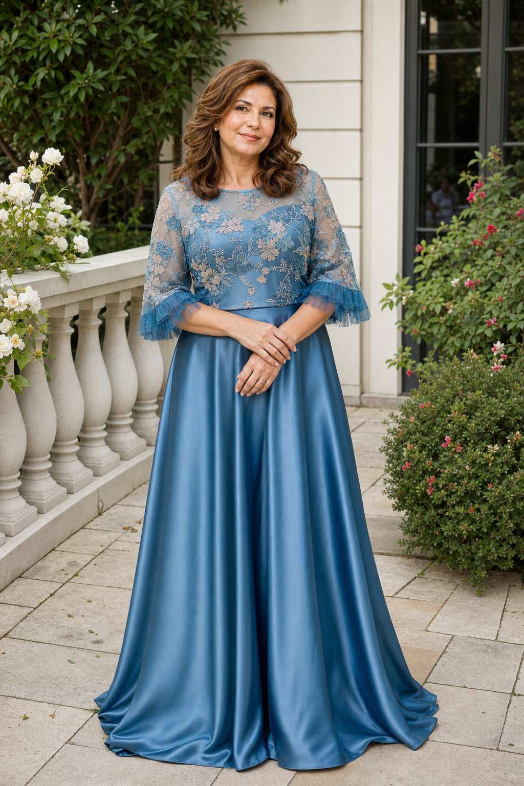 Plus Size Formal Prom Dress with Sequin Embroidery and A-Line Skirt