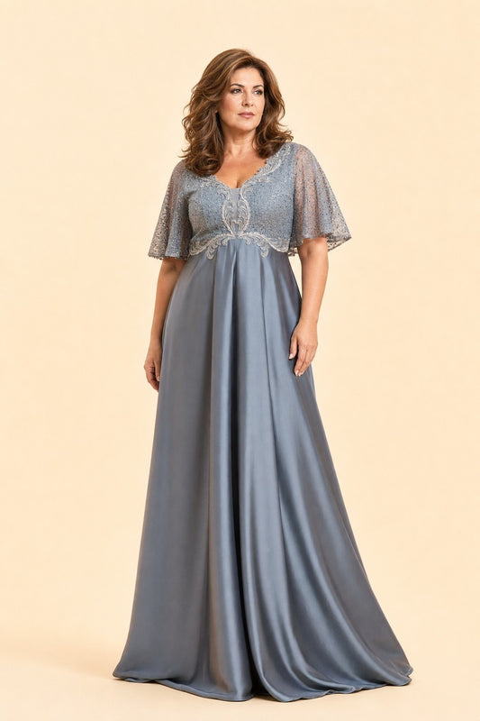 Romantic Lace Satin A-Line Bridesmaid Dress for Wedding Guest Evening Events Formal Gown