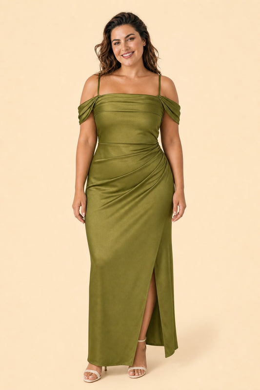 Bridesmaid Maxi Dress with Detachable Bra and Flattering Slit