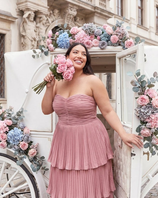 Chantarae Elegant Satin Charmeuse A-Line Plus Size Bridesmaid Dress with Ruffles Perfect for Wedding Events - N0384