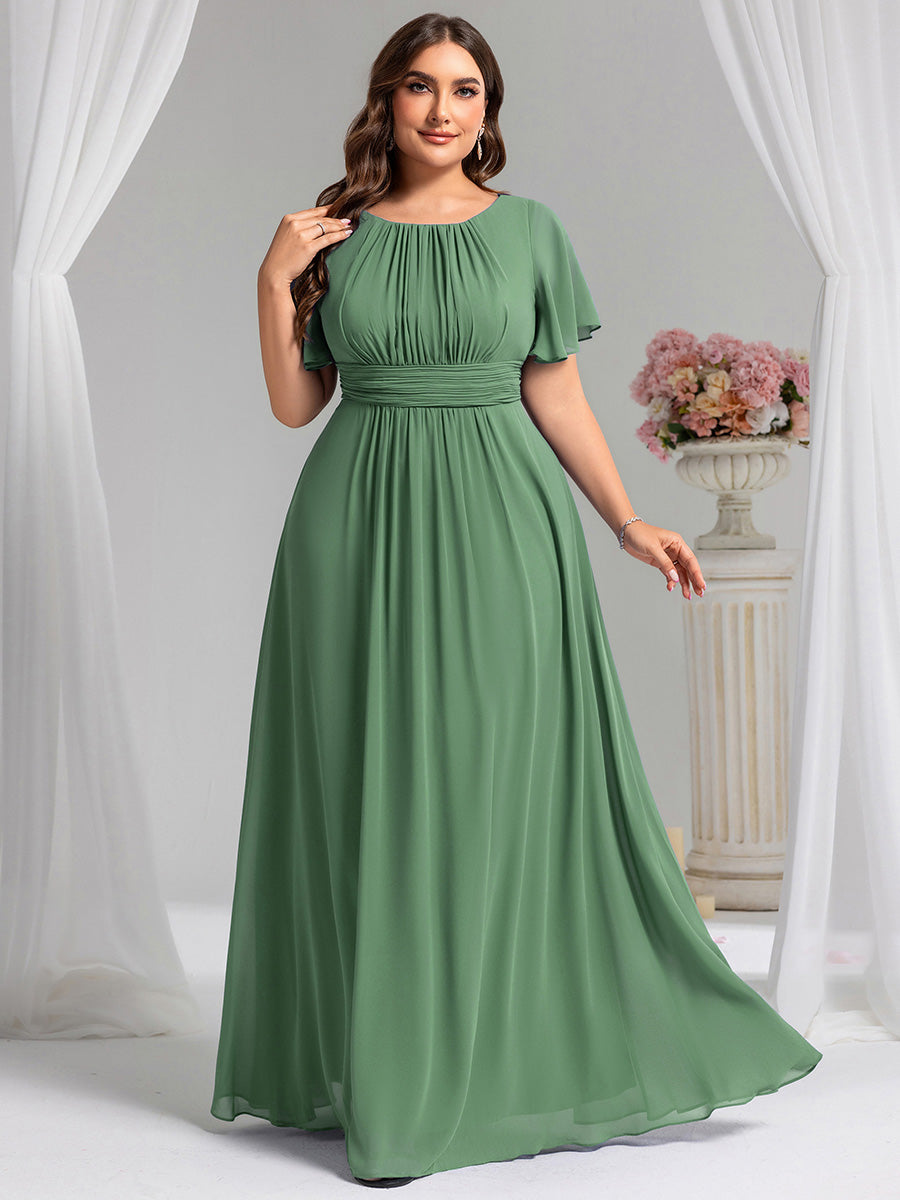 Plus Size Simple Chiffon Pleated A-Line Bridesmaid Dress