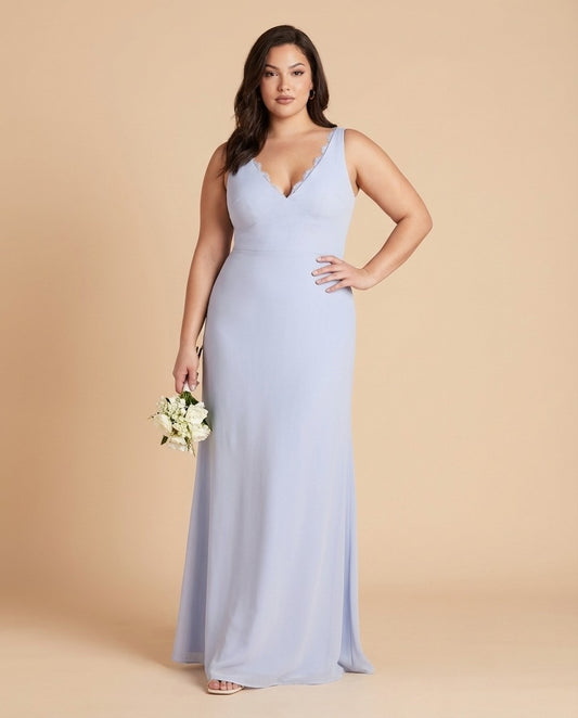 Silvarelle Plus Size Timeless Lace Sheath Floor Length Chiffon Bridesmaid Dress -N0366