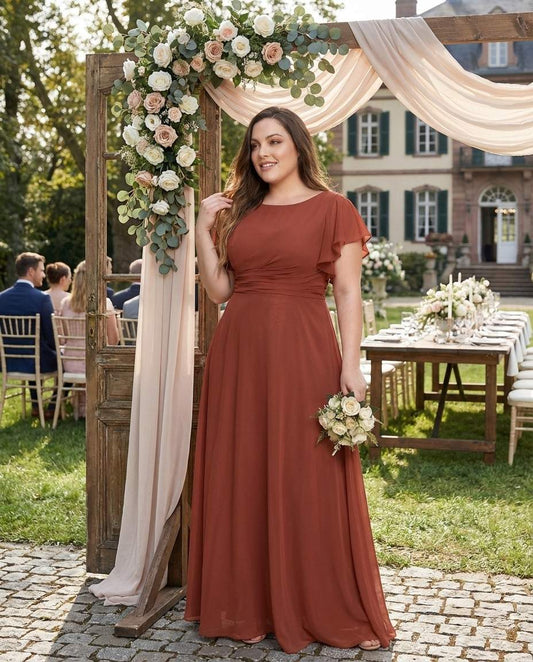 Avenleigh Timeless Chiffon A-Line Plus Size Bridesmaid Dress Ruched Waist - N0331