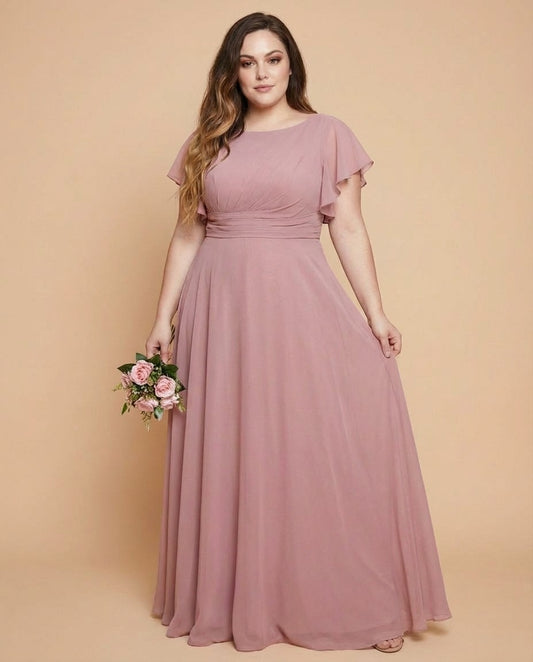 Avenleigh Soft Chiffon Plus Size A-Line Bridesmaid Dress with Flowing Skirt - N0339