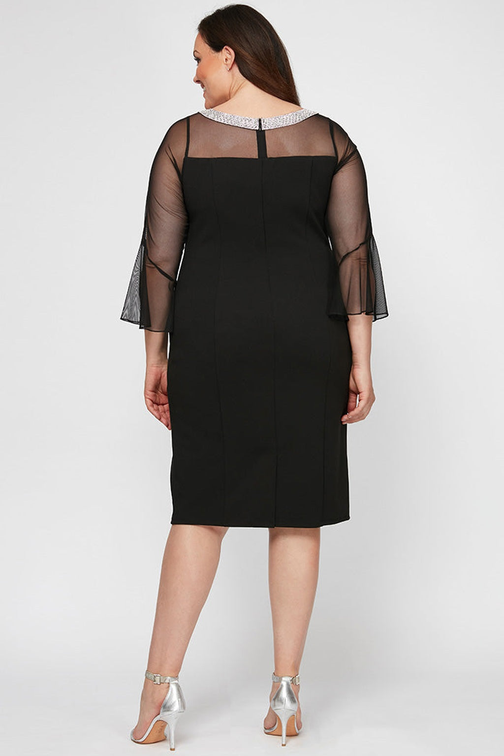 Plus Olivia Illusion Neck Crepe Dress
