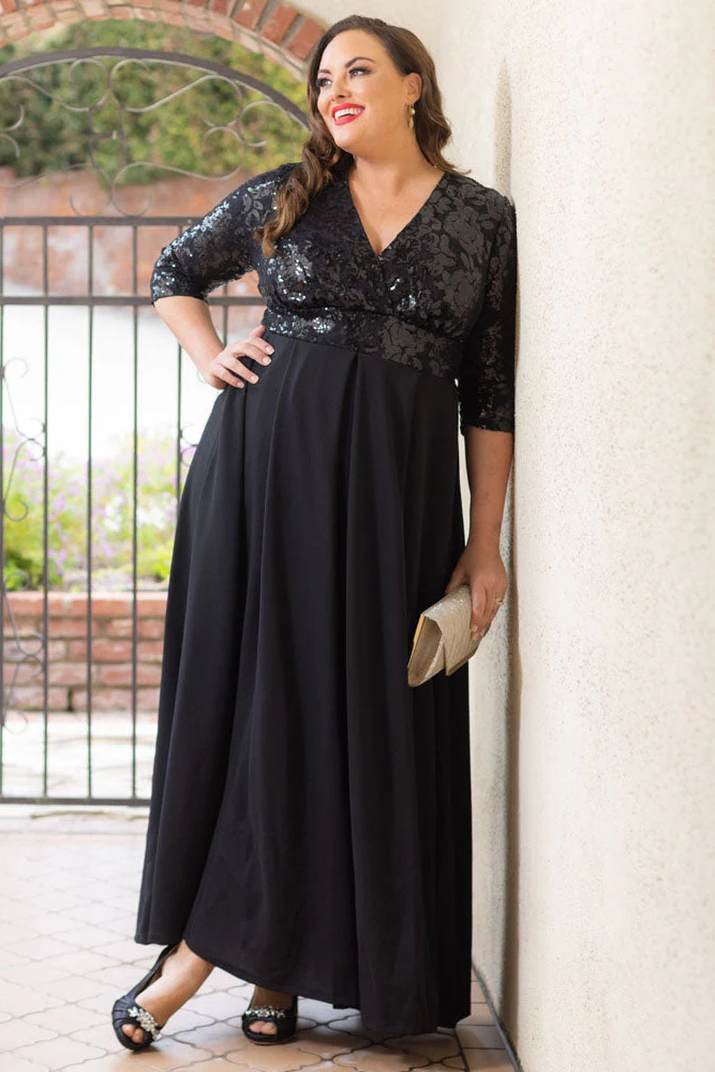 Paris Pleated Sequin Gown