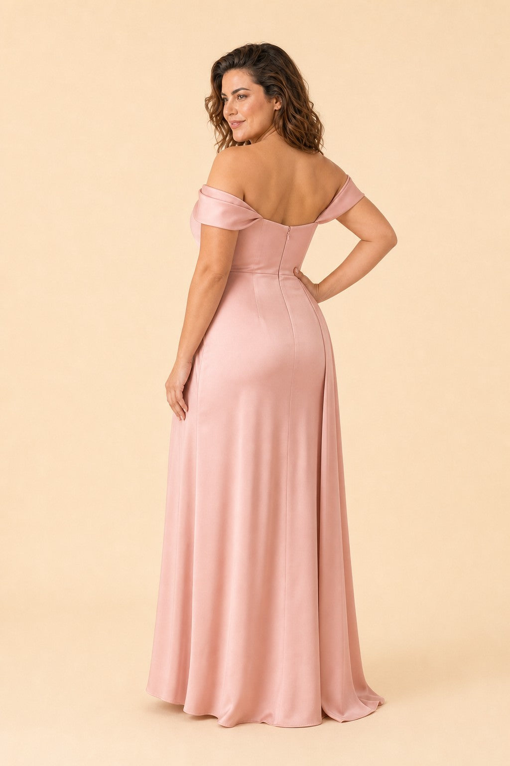 Plus Size Mermaid Bridesmaid Dress with Corset Bodice and Slit