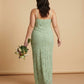 Plus Size Classic V Neck Sleeveless Floral Burnout Bridesmaid Dress Side Zip Elegant Gown for Curvy Women -N0350