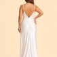 Romantic Ivory Slip Wedding Gown Pleated V Neck Lace Trim Open Back Design