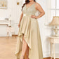 High Low Sleeveless Plus Size Dresses With Sequin for Evening