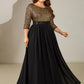 Plus Size  Sequin 3/4 Sleeves Evening Dress