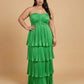 Chantarae Luxury Satin Strapless A-Line Plus Size Bridesmaid Dress with Ruffle -N0377
