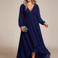 Plus Size V-Neck Long Lantern Sleeves A-Line Chiffon Bridesmaid Dress