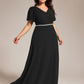 Plus Size Pleated A-Line Shiny Belt Chiffon Formal Evening Dress