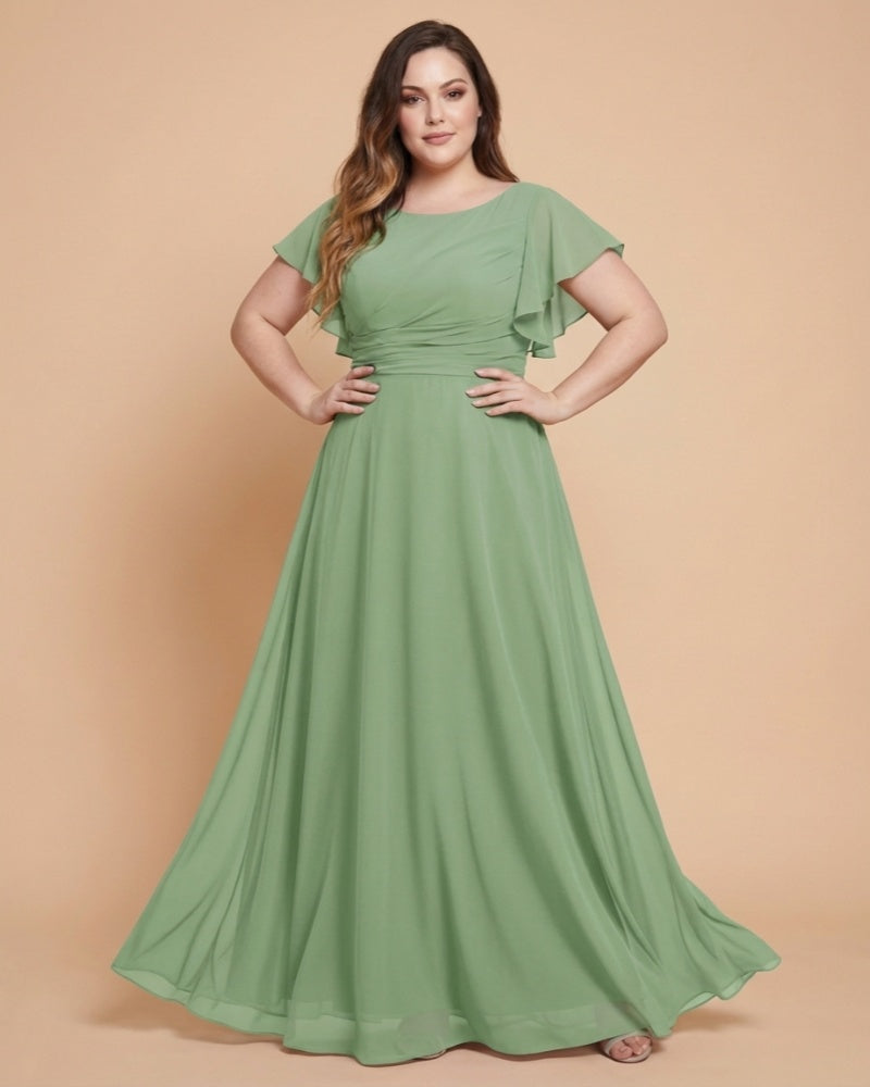 Avenleigh Classic A-Line Chiffon Plus Size Bridesmaid Dress with Light Fabric for Ceremony -N0333