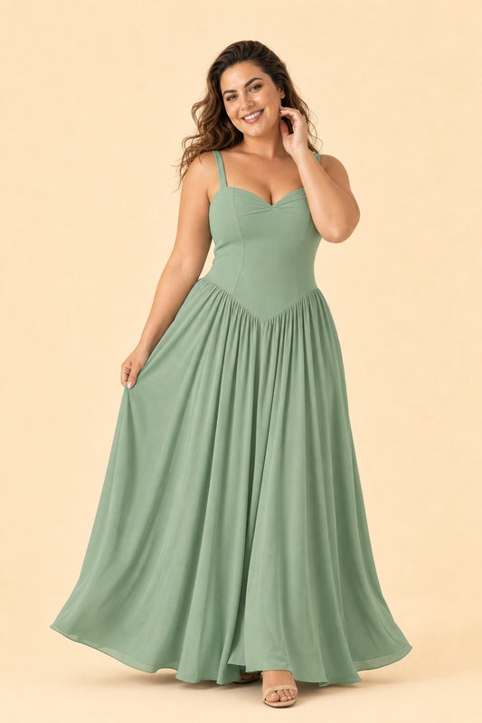 Elegant A Line Chiffon Gown with Adjustable Lace Up Corset Back