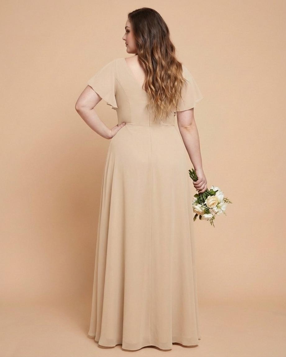 Avenleigh Plus Size Classic A-Line Chiffon Bridesmaid Dress Floor Length for Wedding - N0329