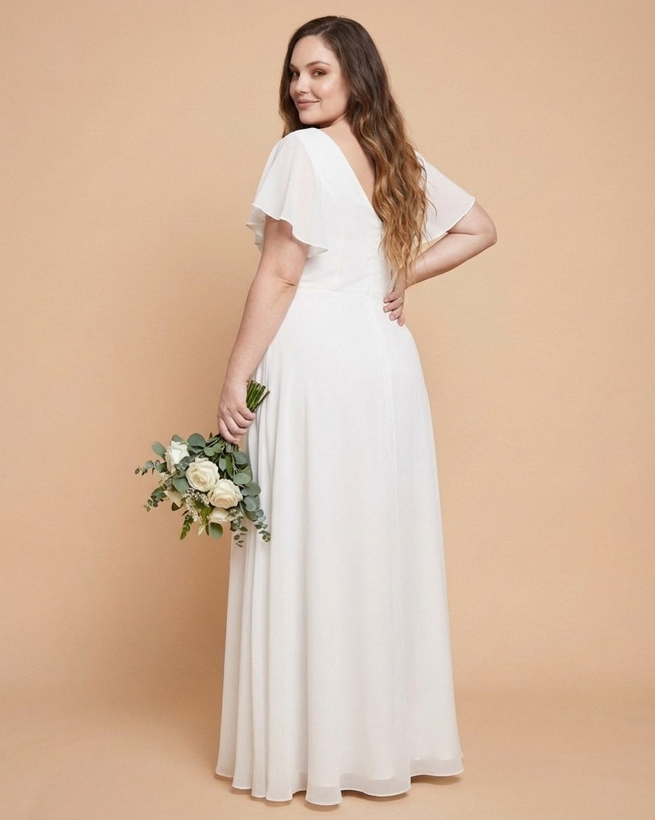 Avenleigh Plus Size Classic A-Line Chiffon Bridesmaid Dress Floor Length for Wedding - N0329