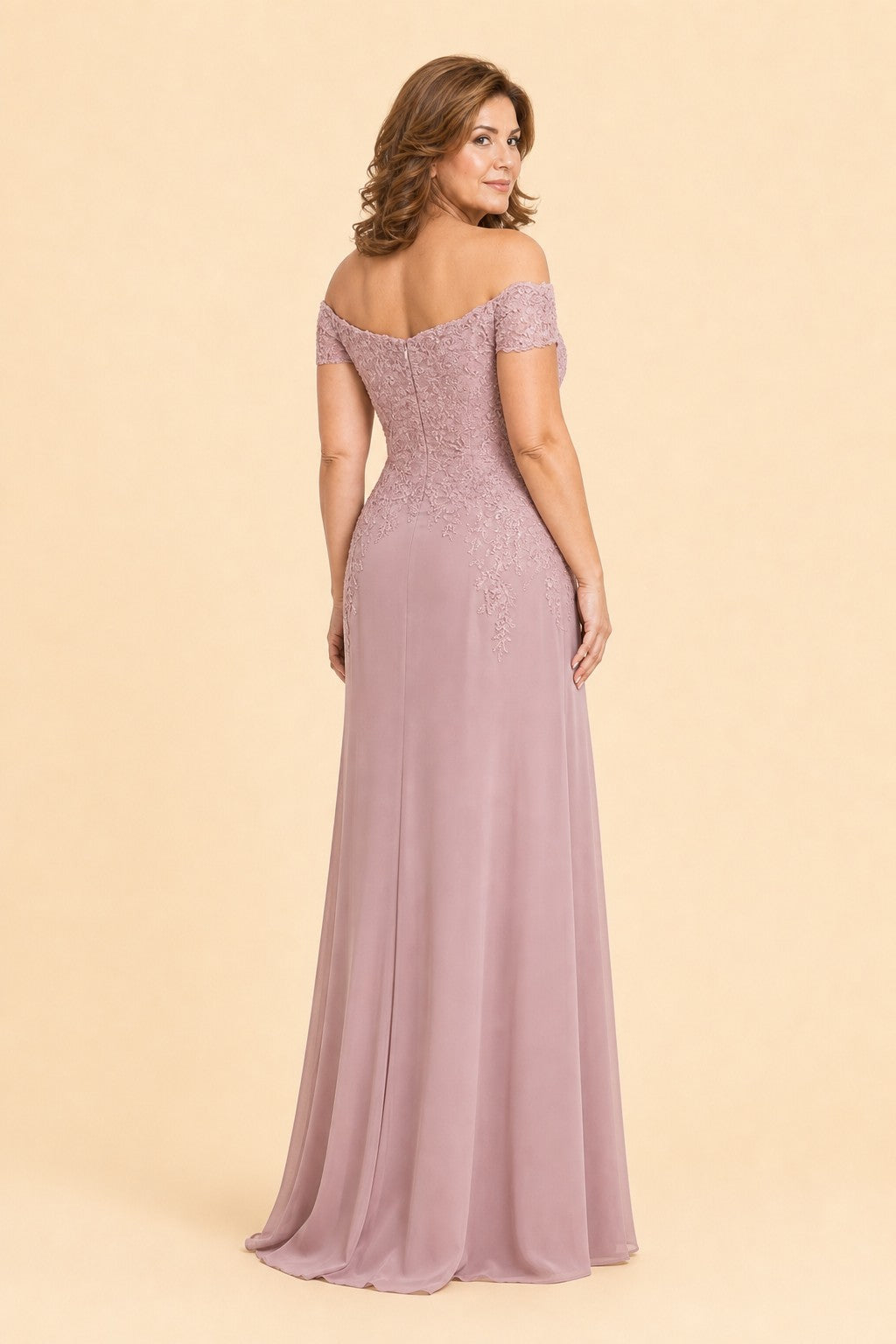 Plus Size Off Shoulder Lace Embroidered A-Line Mother of the Evening Gown Elegant Formal Wear