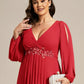 Stylish Plus Size Chiffon Formal Evening Dresses with Long Lantern Sleeves