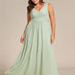 Plus Size Strapless V-Neck A-Line Lace-Up Bridesmaid Dress