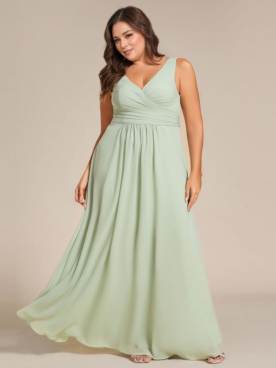 Plus Size Strapless V-Neck A-Line Lace-Up Bridesmaid Dress