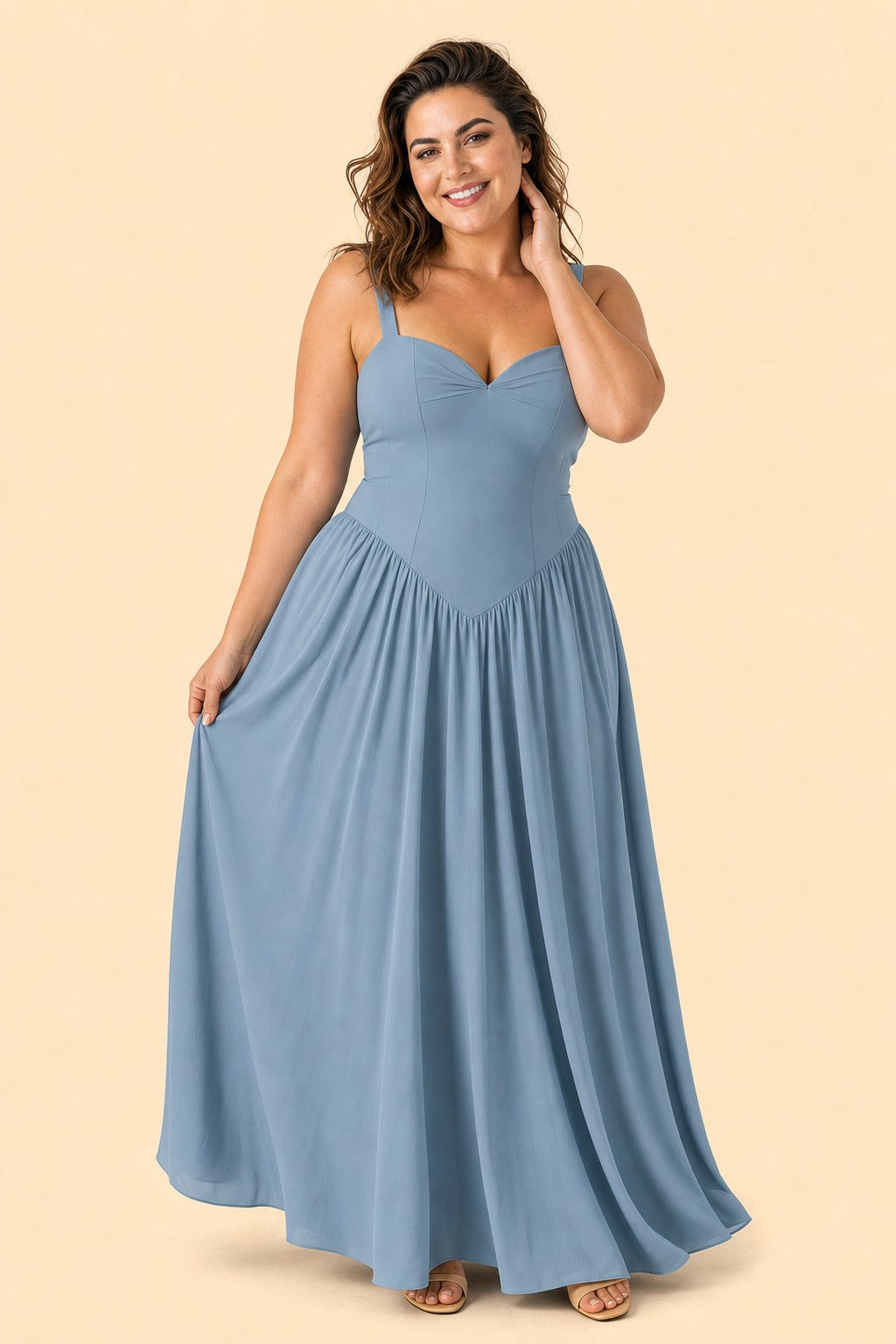 Elegant A Line Chiffon Gown with Adjustable Lace Up Corset Back