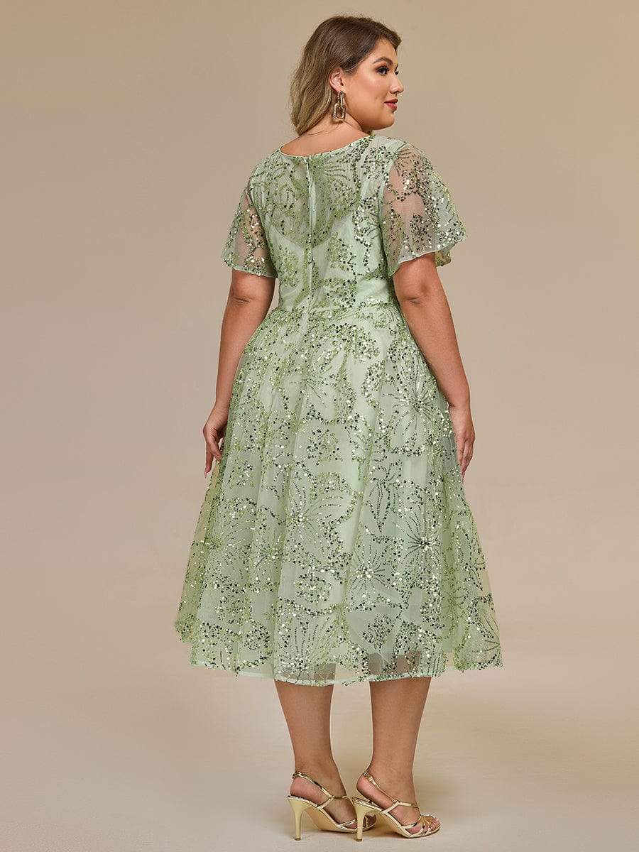 Plus Size Sequin Midi Wedding Guest Dress