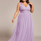 Plus Size Sleeveless V-Neck Chiffon Semi Bridesmaid Dress