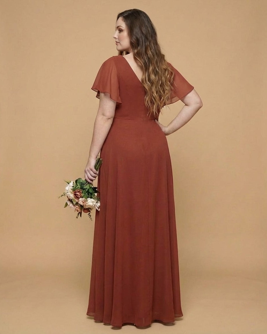 Avenleigh Plus Size Classic A-Line Chiffon Bridesmaid Dress Floor Length for Wedding - N0330