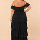 Elegant A Line Maxi Bridesmaid Dress Pleated Tiered Off Shoulder Design