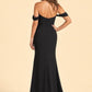 Plus Size Off Shoulder Chiffon Bridesmaid Dress with Pleated Details and Elegant Leg Slit