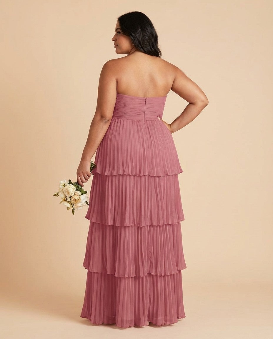 Chantarae Romantic Plus Size A Line Chiffon Bridesmaid Dress Sweetheart Floor Length Formal Gown For Wedding Guest Prom Wedding Events - N0372